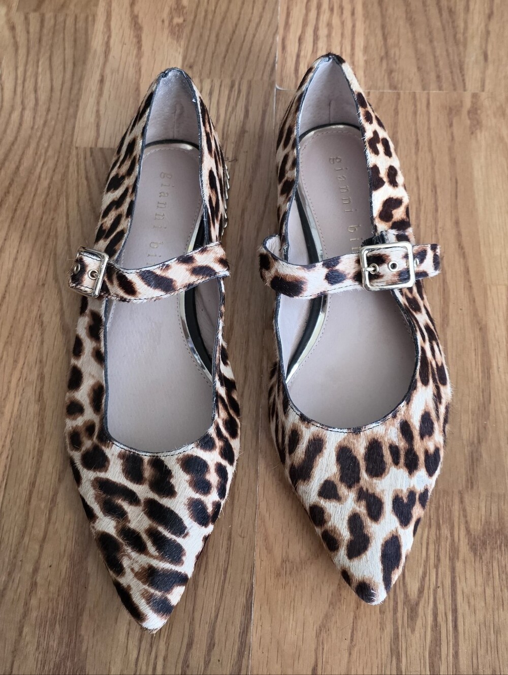 Gianni Bini Leopard Print Mary Jane Flats - Brown/Black Sz10